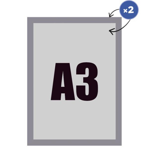 Magnetisk bagsideramme A3 - Sølv