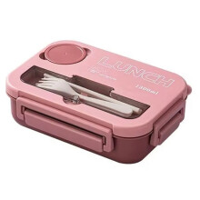 Bento Lunch Box with Cutlery, 4 Compartments, Leakproof, Microwave & Dishwasher Safe for Adults and Students C
