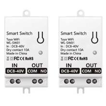 2X Tuya WiFi Droog Contact Schakelmodule 10A Home Universele DIY Onderbreker Relais Werkt met Life Alexa 8-40V