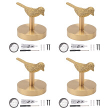 4X Brass Gold Animal Hook Solid Brass Coat Hook Door Back Hook Bathroom Kitchen Hooks Towel Rack(Bird)