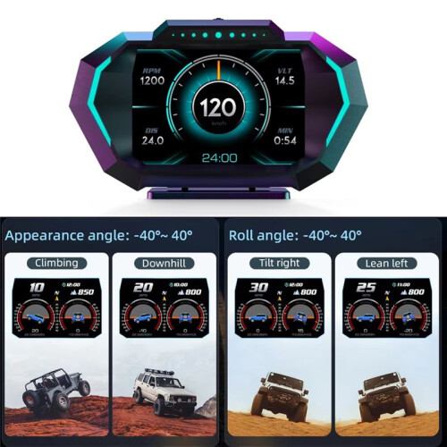HUD P24 OBD2+GPS   Display  Board Computer Multi-Function Digital Speedometer Slope Meter 1