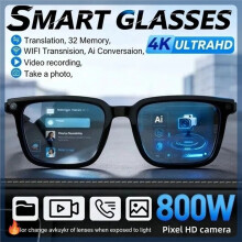 AI Slimme Bril AI Vertaling 5MP HD Camera 4K Beeld Oproepopname Muziek Slimme Zonnebril Zwart