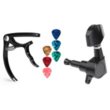 1 Set Black Sealed Electric Tuning Pegs Tuner Machine & 1 Set Guitar Capo Accessories