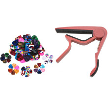 Clamp Key Trigger Capo for Acoustic Electric Classic Guitar with 60 Pack Abstract Art Colorful Guitar Picks