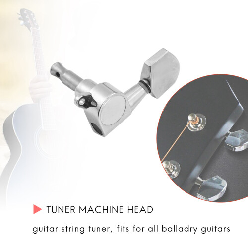 6 Pieces Silver Acoustic Guitar Machine Heads Knobs Guitar String Tuning Peg Tuner(3 for Left + 3 for Right) 1