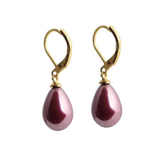 (wine red) 1pair Fashion Earrings Women Earrings Natural Shell Pearl Dangle Earrings Elegant Party Or Wedding Multi-color Optional