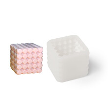 Silikone lysform, rombeformet terning, 70x70x65 mm