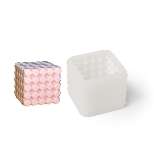 Silikone lysform, rombeformet terning, 70x70x65 mm