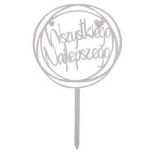 TILLYKKE FØDSELSDAGS Kagetopper Akryl Sølv Cirkel