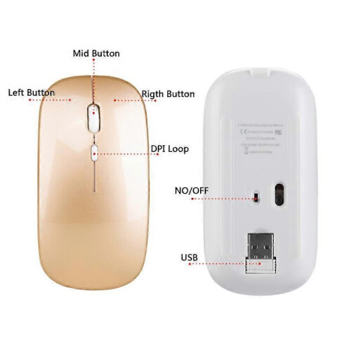 (Gray) Bluetooth Wireless Mouse Pc Wireless Mouse Computer Laptop Notebook Wireless Mouse 2.4g 2