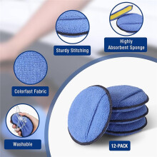 18-Pack Microfiber Car Wax Applicator Pads with Finger Pocket, High Resilience, Lint-Free