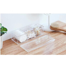 1pc Cosmetics Storage Box, Minimalist Clear 3 Grids Cosmetics Container for Home, for Bathroom, Bedroom Collection