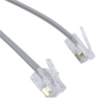 4X Gray Plastic Noodles 6P6C RJ11 M/M Flat Telephone Cable Cord 5M 16ft