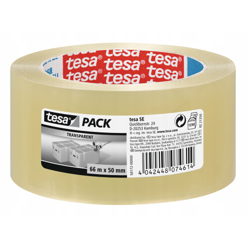 Verpackungsband - Tesa - Standard - 50 mm x 66 m - Polypropylen - Transparent