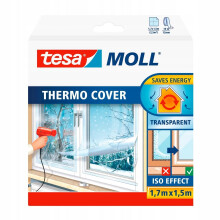 TESA Transparent varmeisoleringsfolie til vinduesglas, isolering 1,7m x 1,5m
