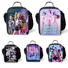 (A) Boys Girls KPop Demon Hunter Insulated Lunch Bag School Trip Picnic Snack Bag