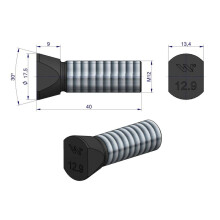 Komplet plovbolt, oval, skåret på begge sider, M12x40 mm, klasse 12.9, beregnet til Vogel & Noot Waryński M12X40OV2VN (sælges i sæt af 25 stk.)
