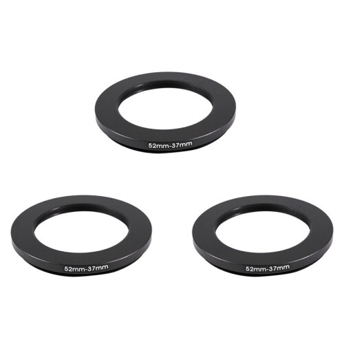 3 Pcs 52mm-37mm 52mm to 37mm Black Step Down Ring Adapter for Camera