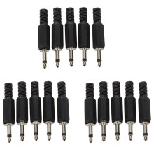 15 x Noir Plastique 3,5mm Male Mono Plug Jack Adaptateur Audio Connecteur