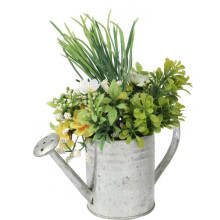 Gult forårspåskearrangement i en vandkande - dekorative kunstige blomster 20 cm