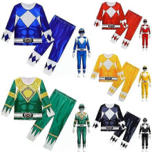 (130, blue) Kids Girls Boys Power Pyjamas Rangers Loungewear Long Nightwear Outfits Pjs Set ZKFN
