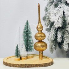 Guld juletræspynt - glitter juletræspynt 34 cm