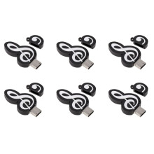 6X USB 2.0 Stick Cute Cartoon Memory Stick Music Notes Symbol USB 2.0 Memory External USB Flash Drive Memory Stick 16GB