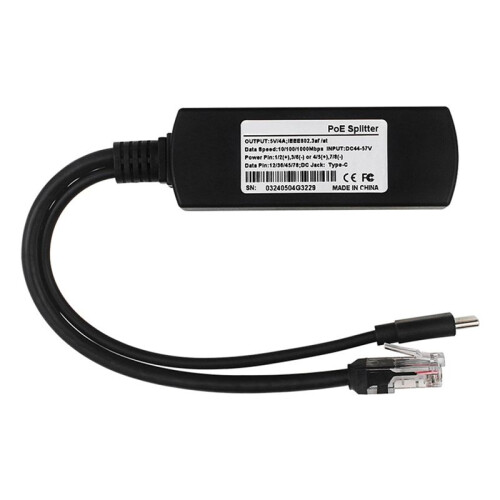 2X POE Splitter for Raspberry Pi5/5 Generation 5V 4A Type-C Interface Gigabit Ethernet Power over Ethernet Splitter 1