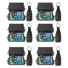 6X 12V 10A 1Ch Draadloze Afstandsbediening Schakelaar Systeemontvanger Zender 2 Knoppen Waterdichte Afstandsbediening 433Mhz