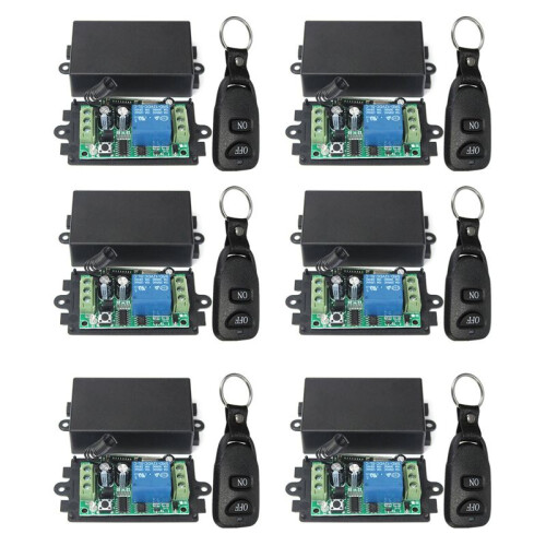 6X  12V 10A 1Ch Wireless Remote Control  System Receiver Transmitter 2 Buttons Waterproof Remote 433Mhz