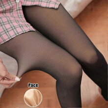 (Jumpsuits(Suitable for spring), Black) Legs False Translucent Warm Fleece Pantyhose Women Fleece Lined Thickened Pantyhose