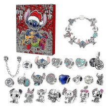 (C) Anime Disney Lilo Stitch Alloy Charm Accessories Christmas Advent Calendar Bracelet Necklace Trinket Diy Jewelry Countdown Calendar-w3 ZKFN