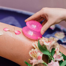 CRYSTALLOVE Silikonekopper til kropsmassage med glitter - rose