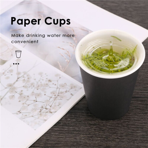 20 Paper Cups (9oz) - Plain Solid Colours Birthday Party Tableware Catering(black) 1