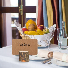 20Pcs Wooden Table Number Holders with 30Pcs Place Cards Picture Holders for Party, Wedding, and Memo Note Card Holders
