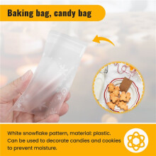 100 pcs Sachets Pouches White Snowflake Packaging Bag for Cookies Biscuits Christmas Candies