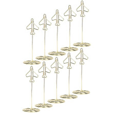 50Pcs Memo Clip Holder, Table Number Name Card Holder Desktop Metal Business Card Photo Gold Plane Frame with Base