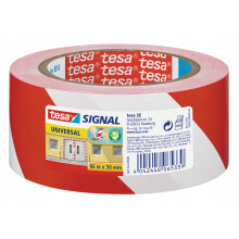 Fita adesiva de sinalização - TESA - Vermelho / Branco - 66m x 50mm - Aviso - Plástico