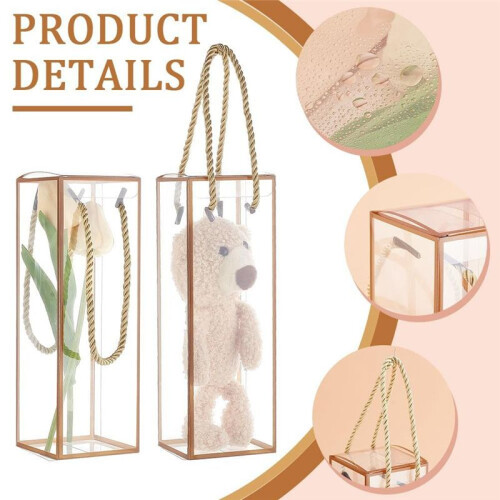 12 Pack Transparent Plastic Gift Box, Clear Plastic Favor Box, Rectangle Candy Box with Golden Borders 2