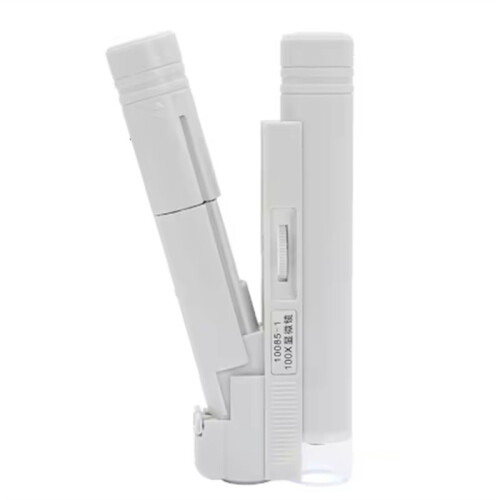 Handheld Microscope 100X  Pocket Portable Microscope LED Lamp Light Foldable Jewelry Magnifier Magnifying Loupe