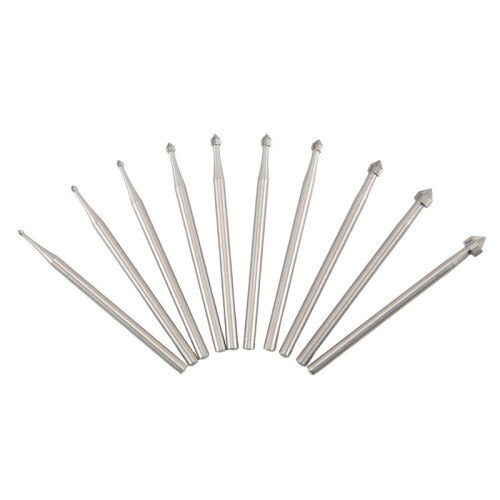 10 Pcs Jewelry Setting Burr - 3/32Inch Shank Stone Setting Burs Cylinder - Cone Shape Lapidary Making Tools