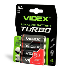 4 stk. stærke alkaliske batterier Videx AA LR6 Turbo 1,5V 2800 mAh