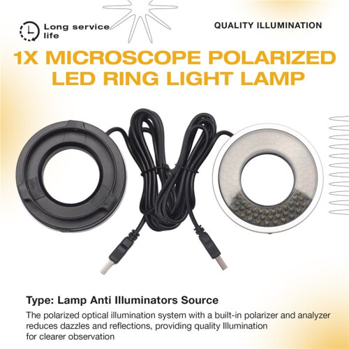 IL37 Microscope Polarized LED Ring Light Lamp Anti Illuminators Source Eliminating Reflections 2