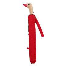 (Red) Portable Two Fold Umbrella with Unique Duck Handle Windproof and Waterproof Umbrella for Travel Enthusiasts Professional Rose Red