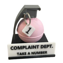 (Pink) Complaint Department Desk Sign Novelty Dummy Grenades Model Ornament Gag Gift for Office, Bosses, Or Coworkers  Pink