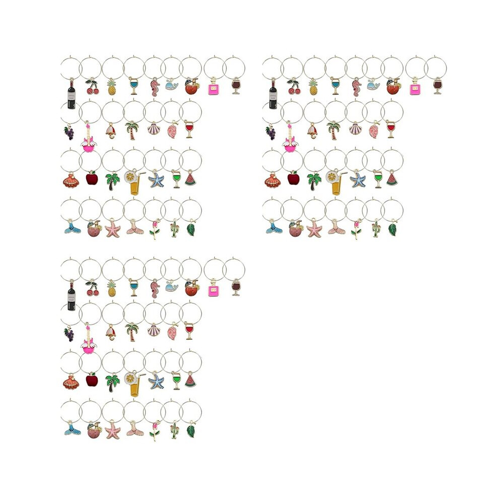 90Pcs Wine Glass Charms Drink Identifiers Wine Charms For Stem Glasses Markers Glass Tags Beach Themed Party Supplies 6031112650665