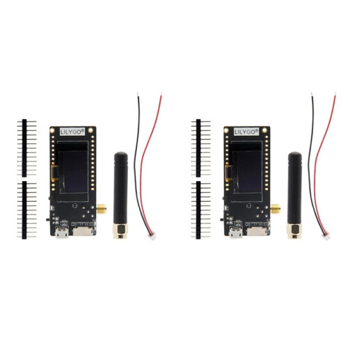 2X LILYGO Placa de Desenvolvimento LoRa32 V2.1 ESP32 com WiFi, , Display OLED de 0,96 Polegadas, Módulo Sem Fio LoRa32 V2.1 de 868 MHz