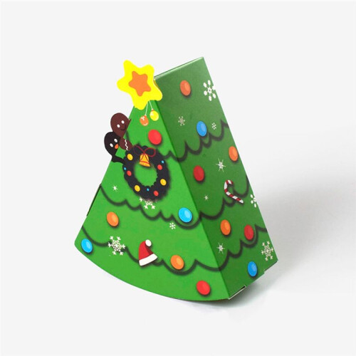 Christmas Tree Form Candy Box DIY Kex Snack Bakning Förpackningslåda Barnpresent Grön 1