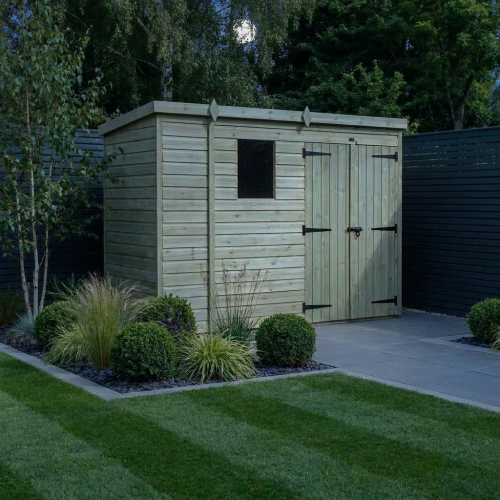 9 x 4 Pent Shed Tanalised (Double Door, With Windows) 2