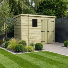 9 x 4 Pent Shed Tanalised (Double Door, With Windows)
